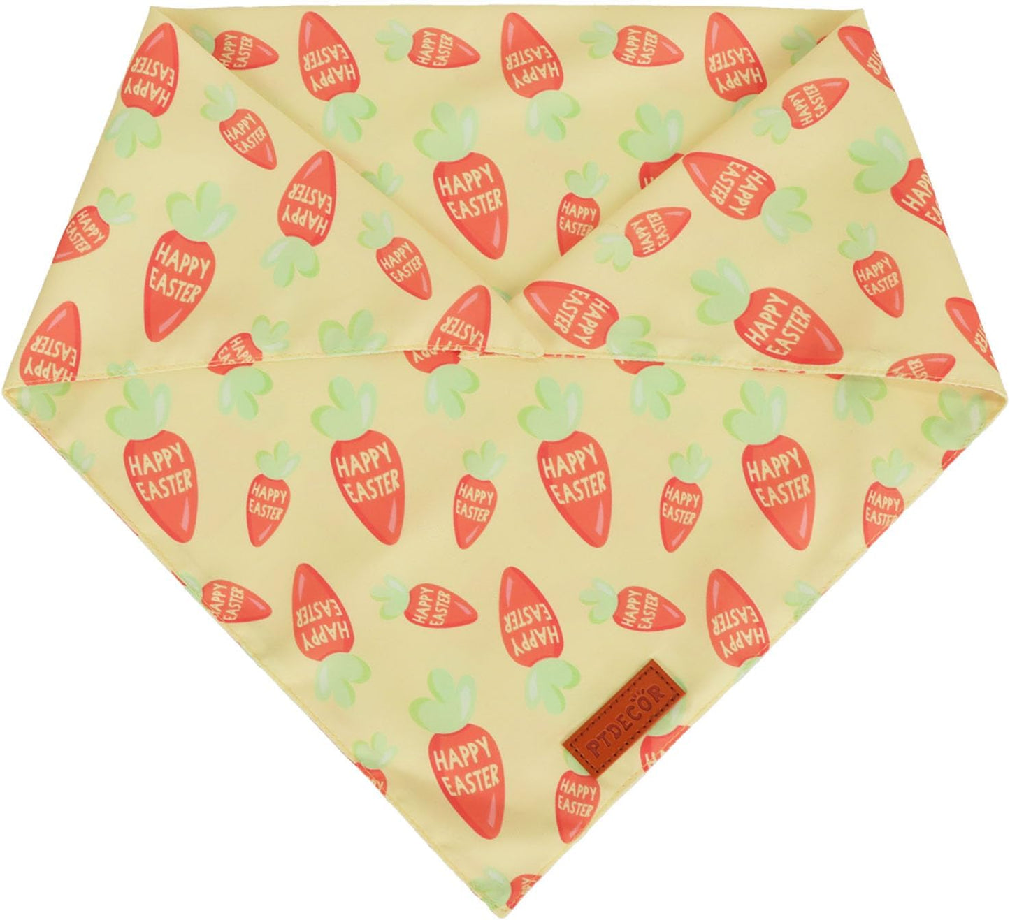 PTDECOR Easter Dog Bandana, Green and Yellow Rabbit Carrot Reversible Holiday Dog Scarf, Multi Size, Triangle Pet Easter Bandanas for Small Dogs Pets (Small)