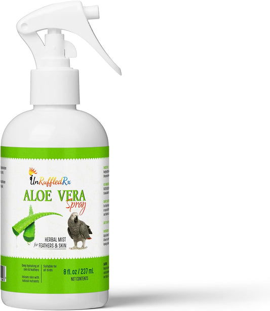 Aloe Vera Bird Spray for All Birds – Soothes Itchy Skin & Feather Plucking – 8oz Odor-Free Mist – Safe if Ingested, Daily Use – Softens Feathers – Natural Formula – Made in USA by UnRuffledRx™