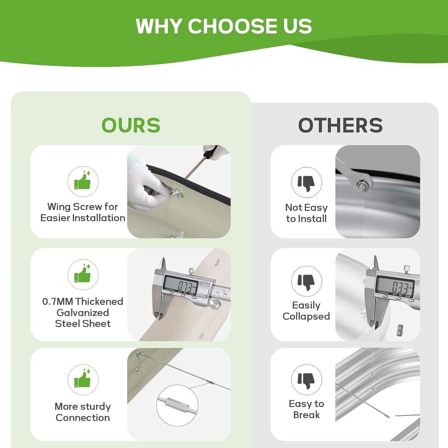 Galvanized Raised Garden Bed - 8×2×1ft Planter Raised Beds for Gardening | Oval Metal Garden Planter Box with Safety Edging and Bracing Rods for Vegetables Fruits and Flowers (White)