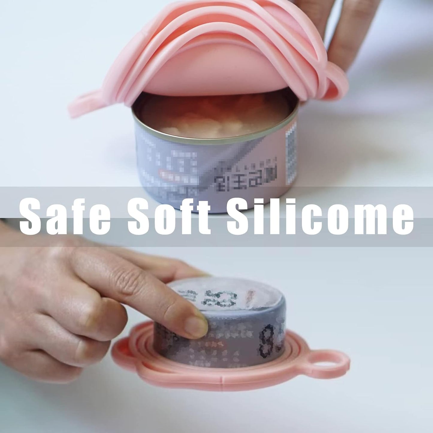 Meow&Woof Cute Cat Pet Can Food Cover with Spoon - One Lid and One Spoon Pack (Pink)