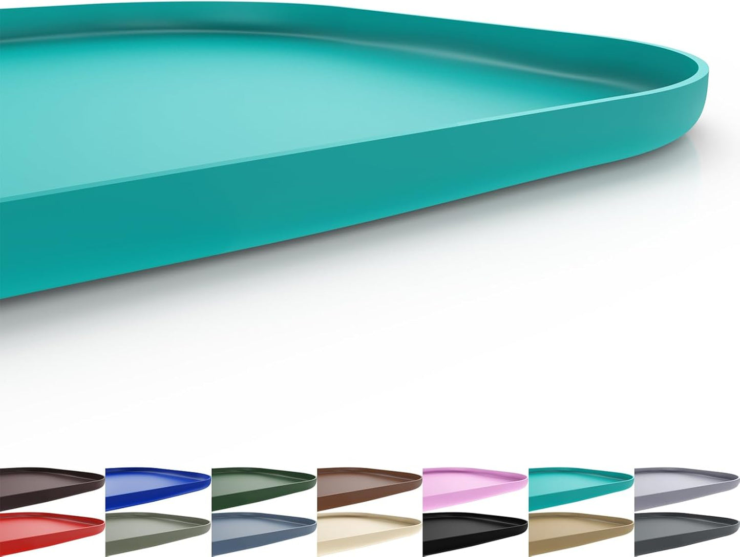 Silicone Pet Feeding Mat with Raised Edge for Food and Water, Dog Bowl Mats, Cat Bowls Placemat with High Lip for Floor Waterproof, Rubber Tray for Cats and Dogs 22 x 14 x0.8 Dark Turquoise