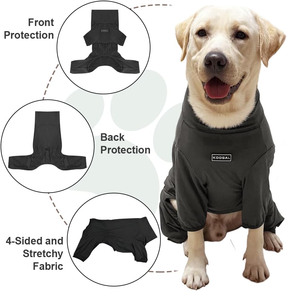 Dog Pyjamas PJS Sweater Clothes and Home Clothing Suitable for Medium to Large Breeds of Dogs, Dog Neutering Suits, Extra-Large Stretch Fabric, Four-Legged Clothes (Thin Dark Gray, 3XL)