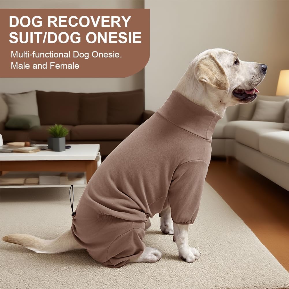 Dog Pyjamas PJS Sweater Clothing and Home Clothing Suitable for Medium to Large Breeds of Dogs, Dog Neutering Suits, Extra-Large Stretch Fabric, Four-Legged Clothe (Thickened Coffee, 4XL)