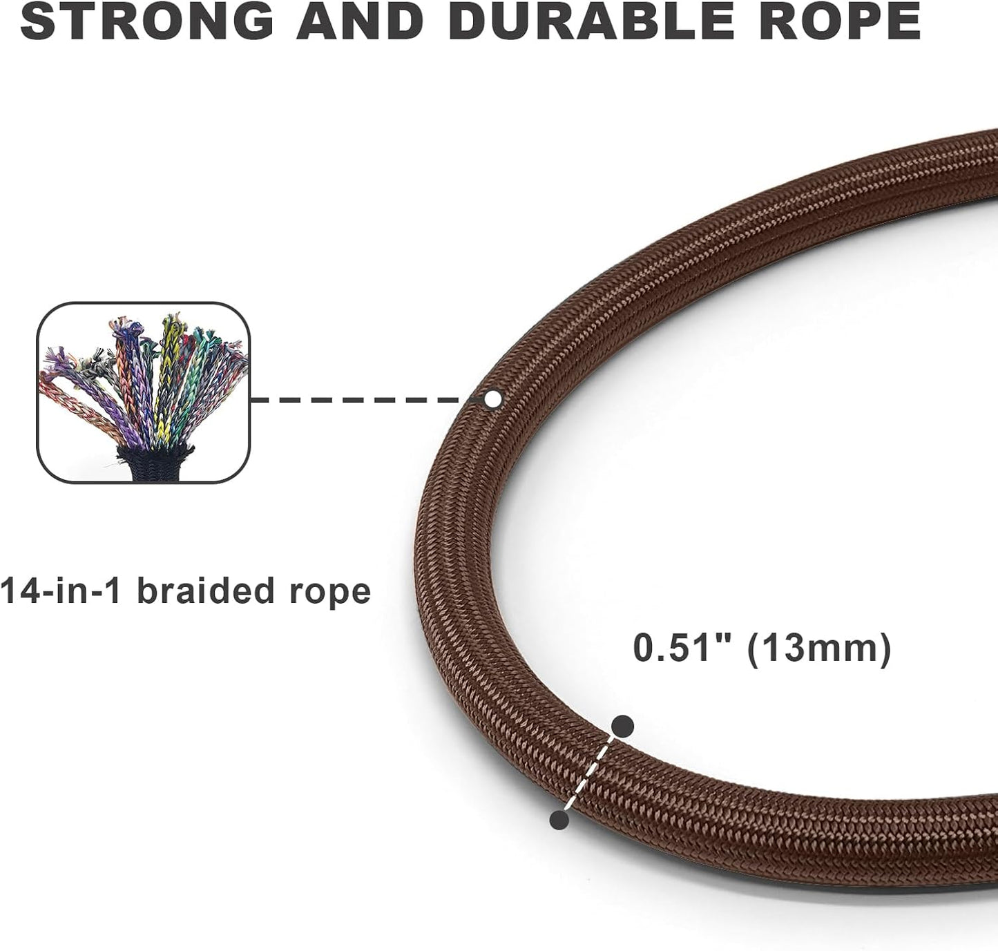 Rope Dog Leash, 6 Foot Heavy Duty Dog Leash with Aviation Aluminum Auto Locking Carabiner, Strong Nylon Pet Lead for Small, Medium, Large Dogs (Brown, 6FT)