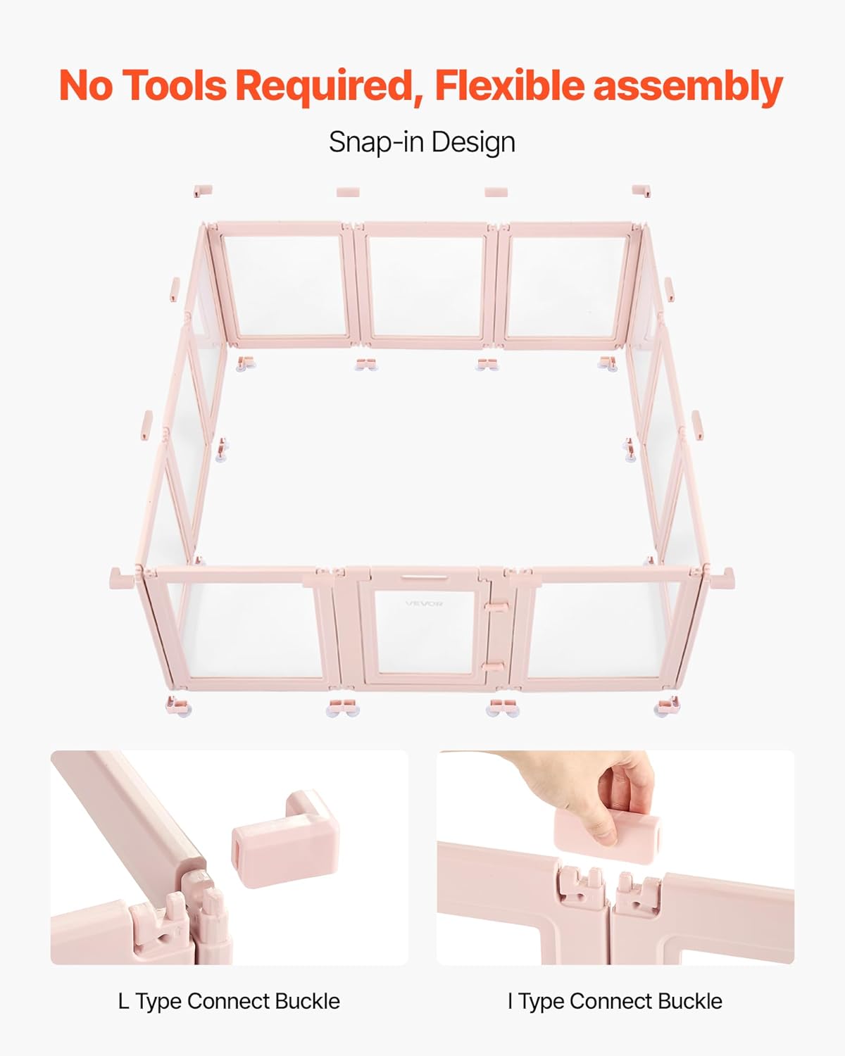 VEVOR Clear Acrylic Dog Playpen Indoor, 60x59x23 in Transparent Plastic Dog Playpen for X-Large Sized Dogs, Easy Assemble Waterproof Puppy Playpen, Easy to Clean,Durable Indoor Pet Dogs Cats Fence Kit