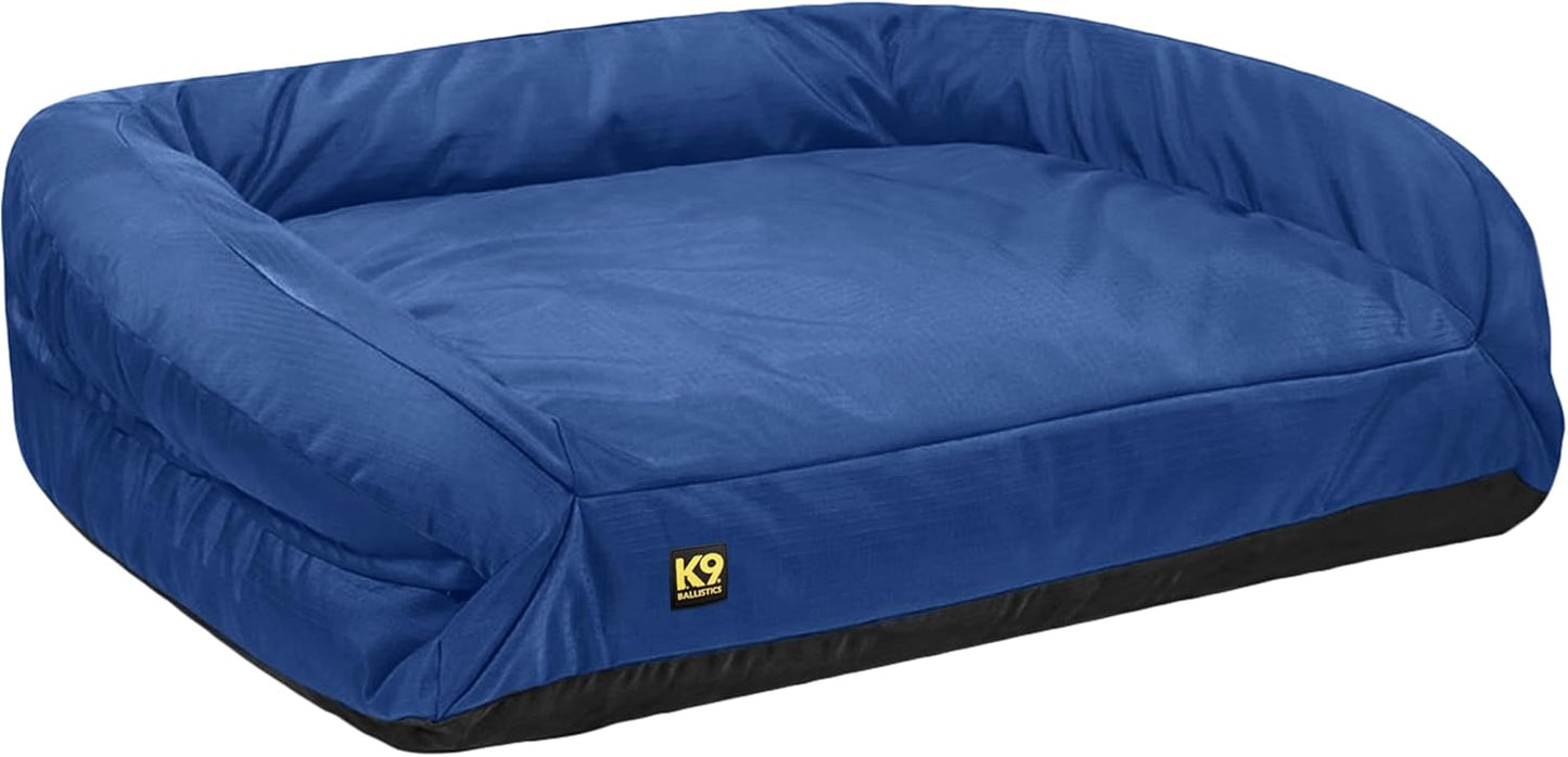 K9 Ballistics Tough Orthopedic X-Large Bolster Dog Bed - Washable, Durable and Water Resistant Dog Bed - Made for (XL) Big Dogs, 54"x38", Blue Quartz