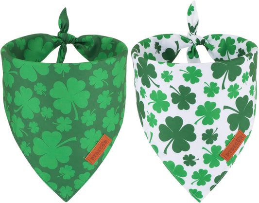PTDECOR St. Patrick's Day Dog Bandana, Reversible Dog Scarf, Multi Size Offered, Green Shamrock Pet Bandanas for Large and Extra Large Dogs Pets (St. Patrick's Day, X-Large)