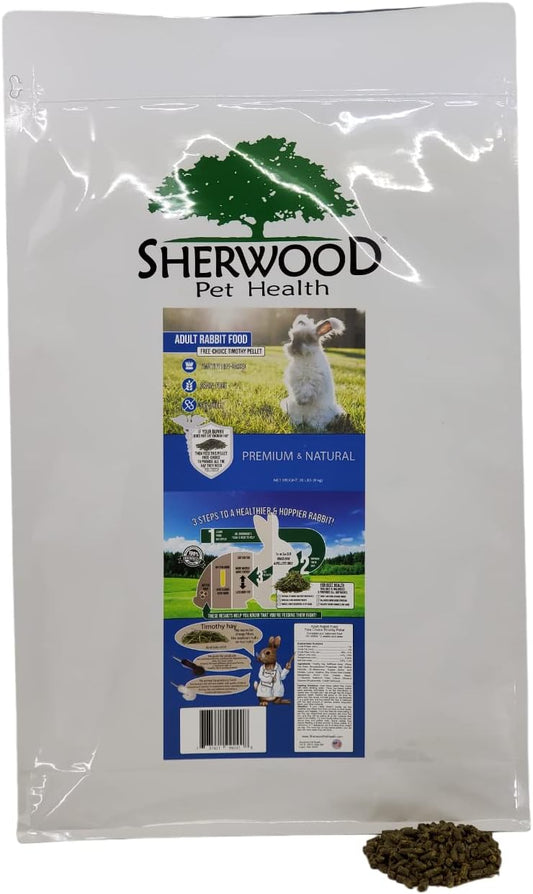 Sherwood Pet Health Adult Rabbit Food Timothy Hay Free-Choice 20lbs Hay-Based, Grain and Soy-Free for Better Digestion