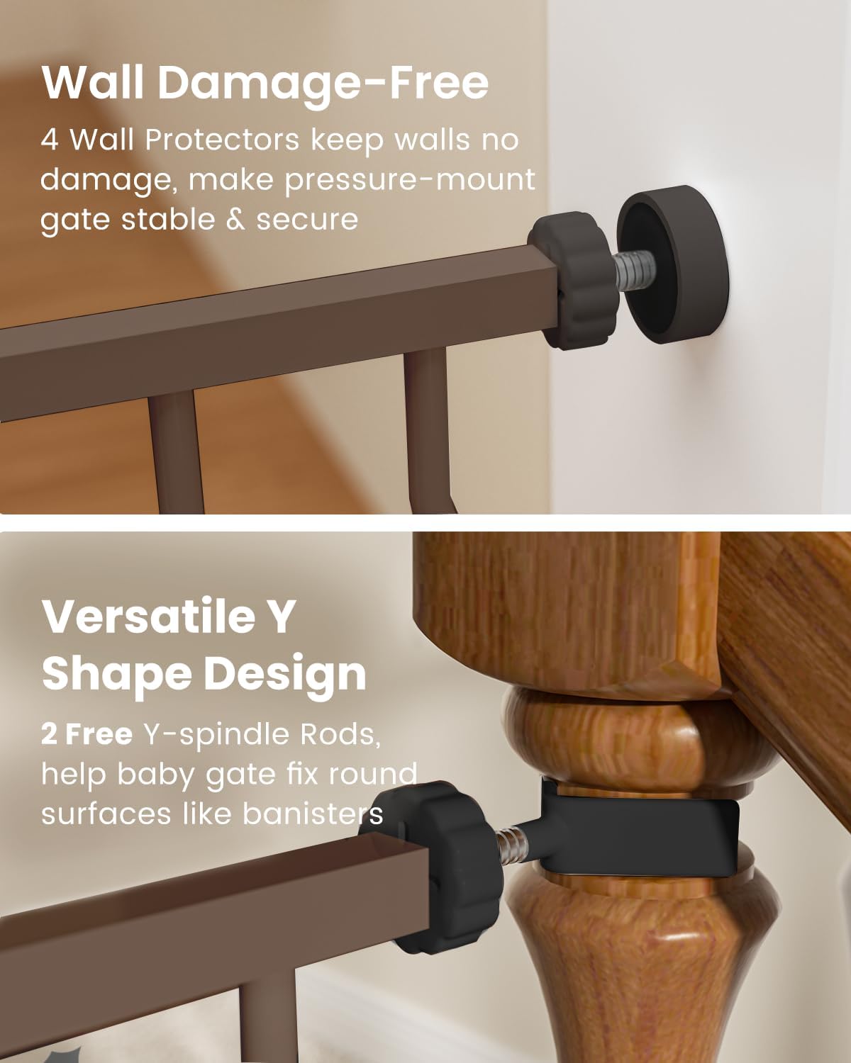 Mom's Choice-GROWNSY Baby Gate for Stairs, 29"-43" Pressure Mounted Pet Gate for Doorways-Auto Close Dog Gate for The House-Easy Installation & Walk Thru Wide Safety Gate