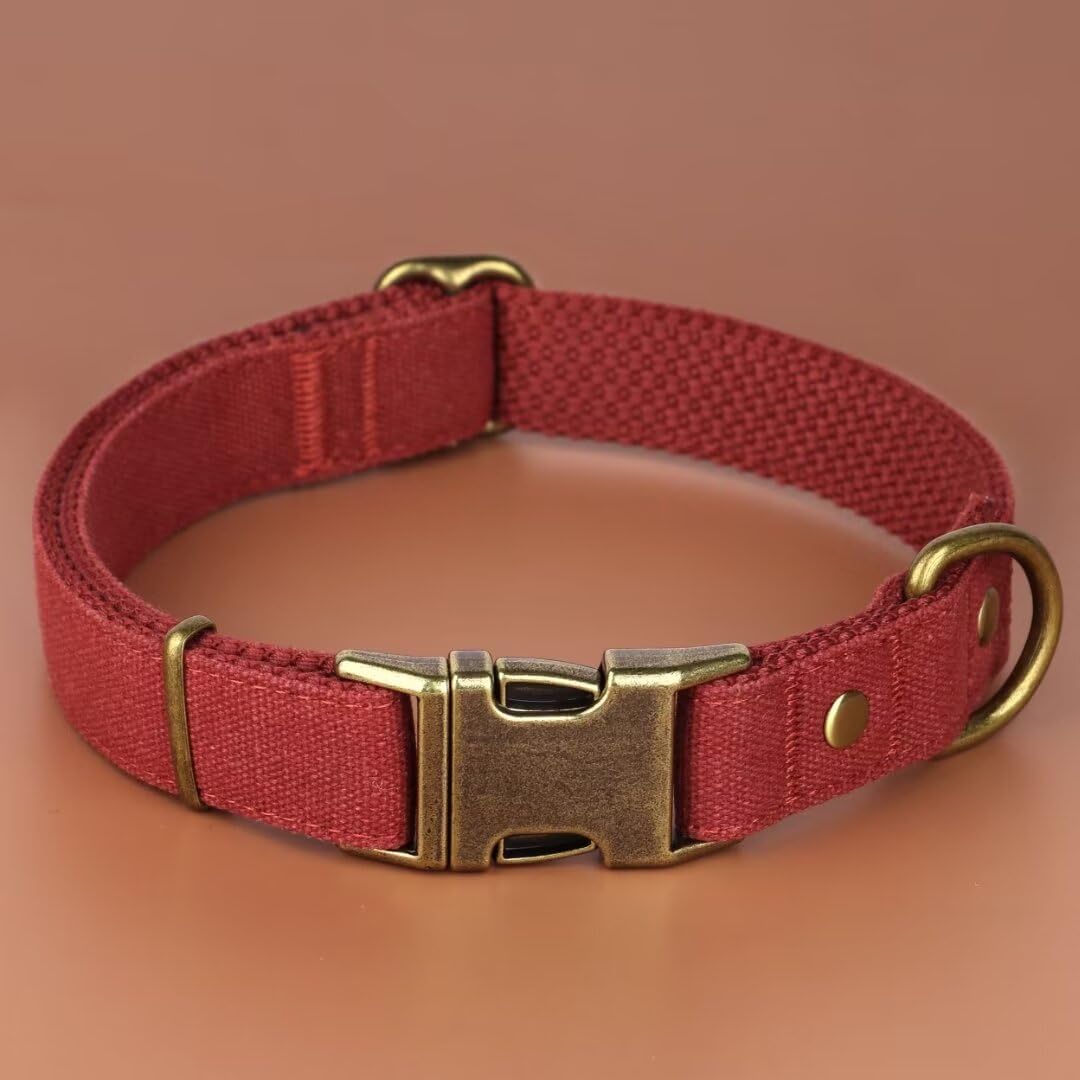 PET ARTIST Dog Collar for Large Dogs, Soft Padded Premium Nylon Dog Collar with Quick Release Metal Buckle, Durable & Adjustable Pet Collars for Boy Gifts, Red, L (Fit 15-22")