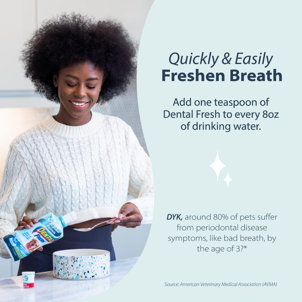 Dental Fresh Water Additive for Dogs, Original Formula, 17oz – Dog Breath Freshener and Teeth Cleaning for Dental Care– Add to Water