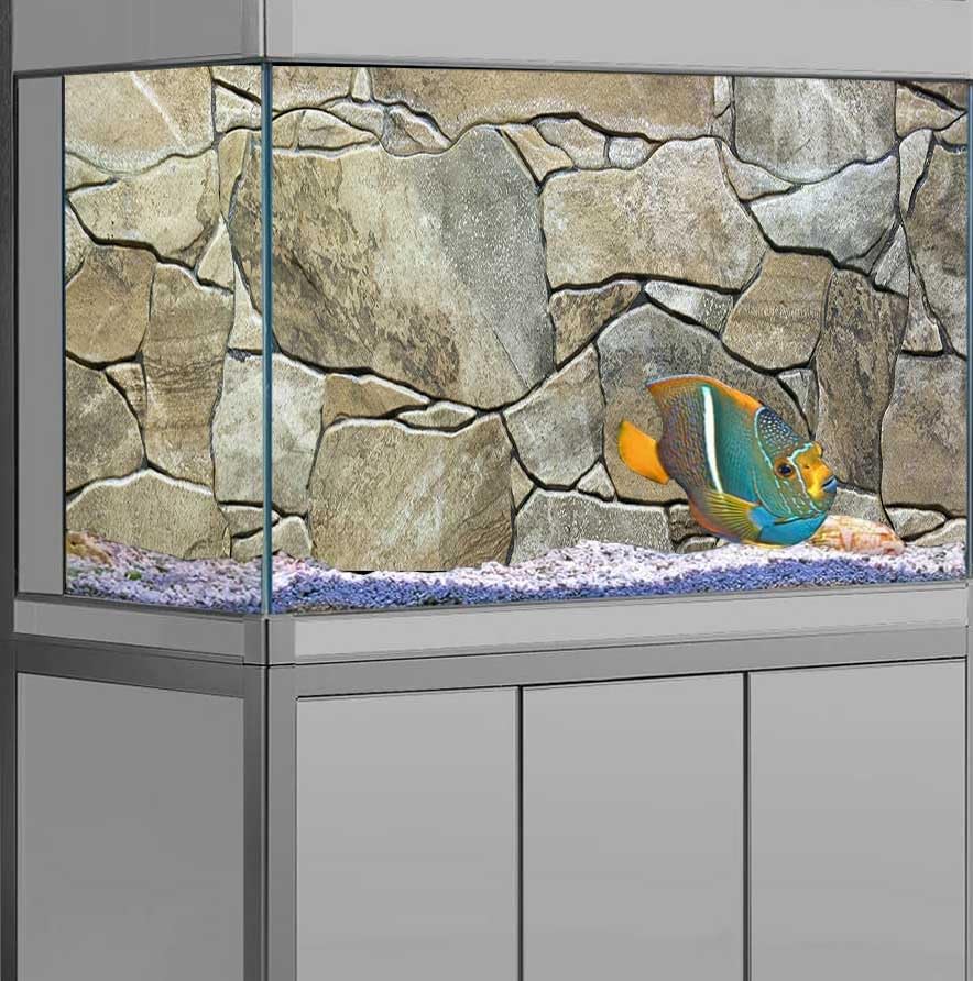 24X12IN Marble Aquarium Background, Art Marble Aquarium Background, Natural Marble Glass Terrarium Background with 8 EVA Double-Sided Tape