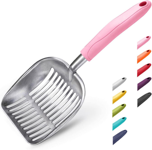 WePet Cat Litter Scoop, Aluminum Alloy Sifter, Kitty Metal Scooper, Deep Shovel, Long Handle, Poop Sifting, Kitten Pooper Lifter, Durable, Heavy Duty, for Litter Box