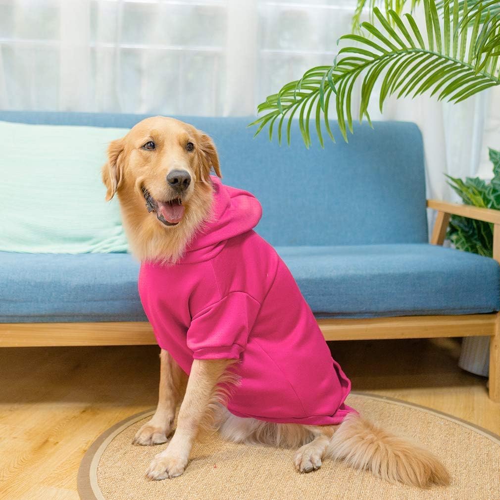 KOOLTAIL Basic Dog Hoodie - Soft & Warm Dog Hoodie Sweater with Leash Hole and Pocket, Dog Winter Coat, Cold Weather Clothes Sweatshirt for Small Medium Large Dogs Puppy Cat Boys Girls Deep PinkXL/XXL