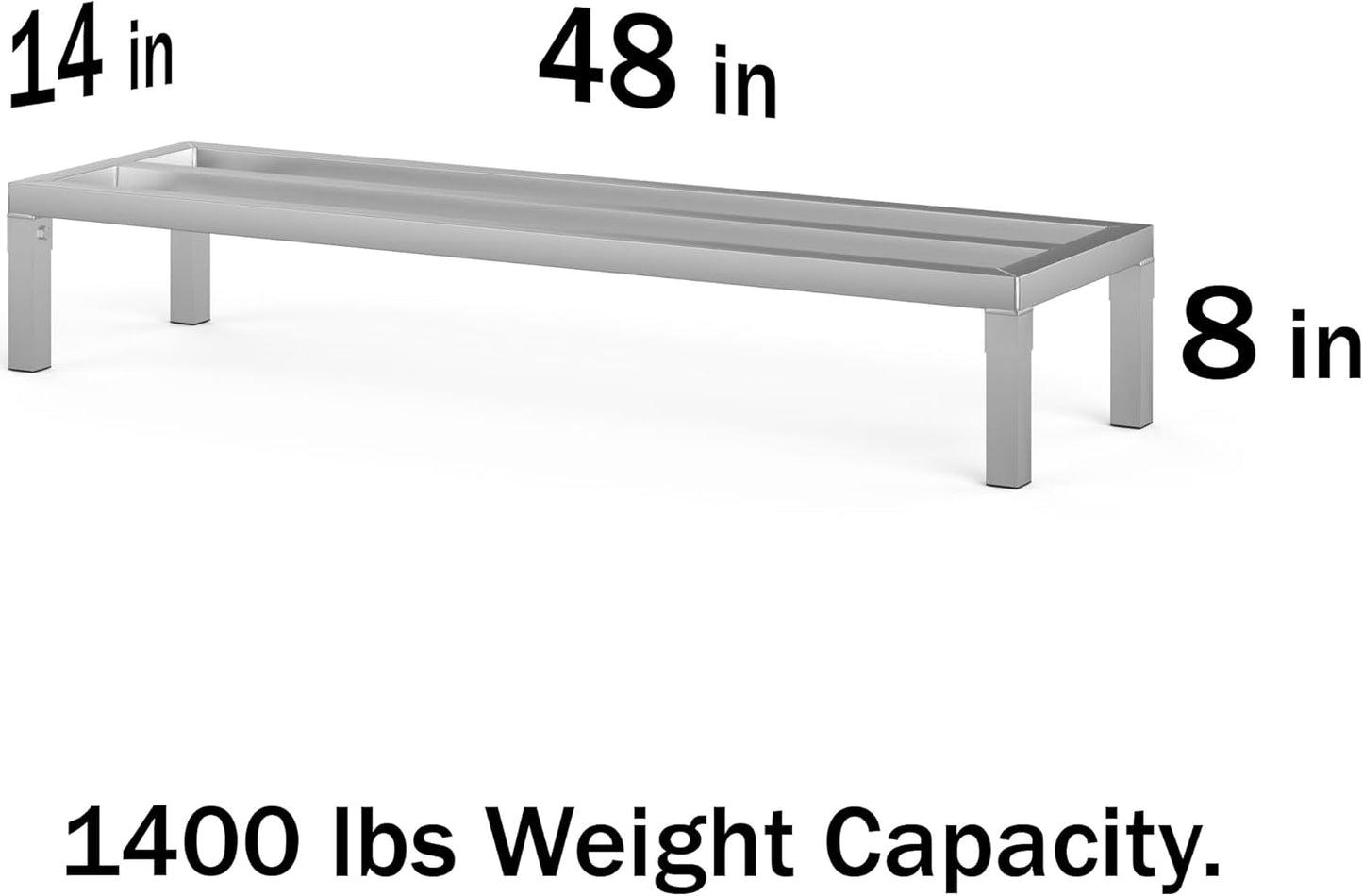 14 in X 48 in. Aquarium Stand | Industrial Style Aluminum Fish Tank Base with Open Frame Design