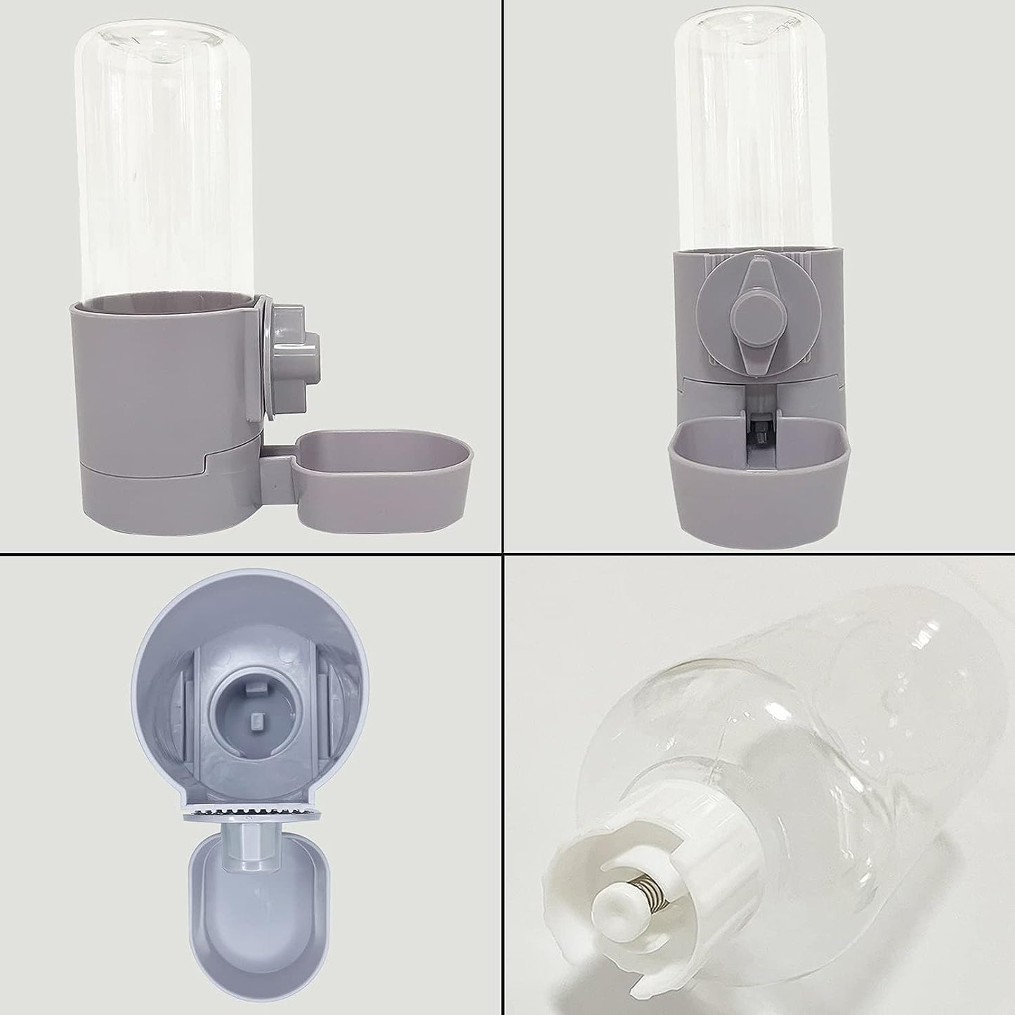 kathson 2Pcs Rabbit Water Bottle 17 OZ Bunny Hanging Water Fountain Automatic Guinea Pig Water Dispenser No Leak Drinking Feeder for Bunny Chinchilla Hamsters Cat Dog Small Animals(Grey)