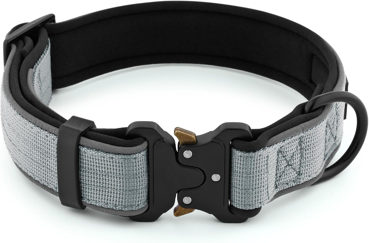 Plutus Pet Tactical Dog Collar, Reflective, Adjustable Heavy Duty Dog Collar, Soft Padded and Comfortable, for Small Medium and Large Dogs (Gray, S)