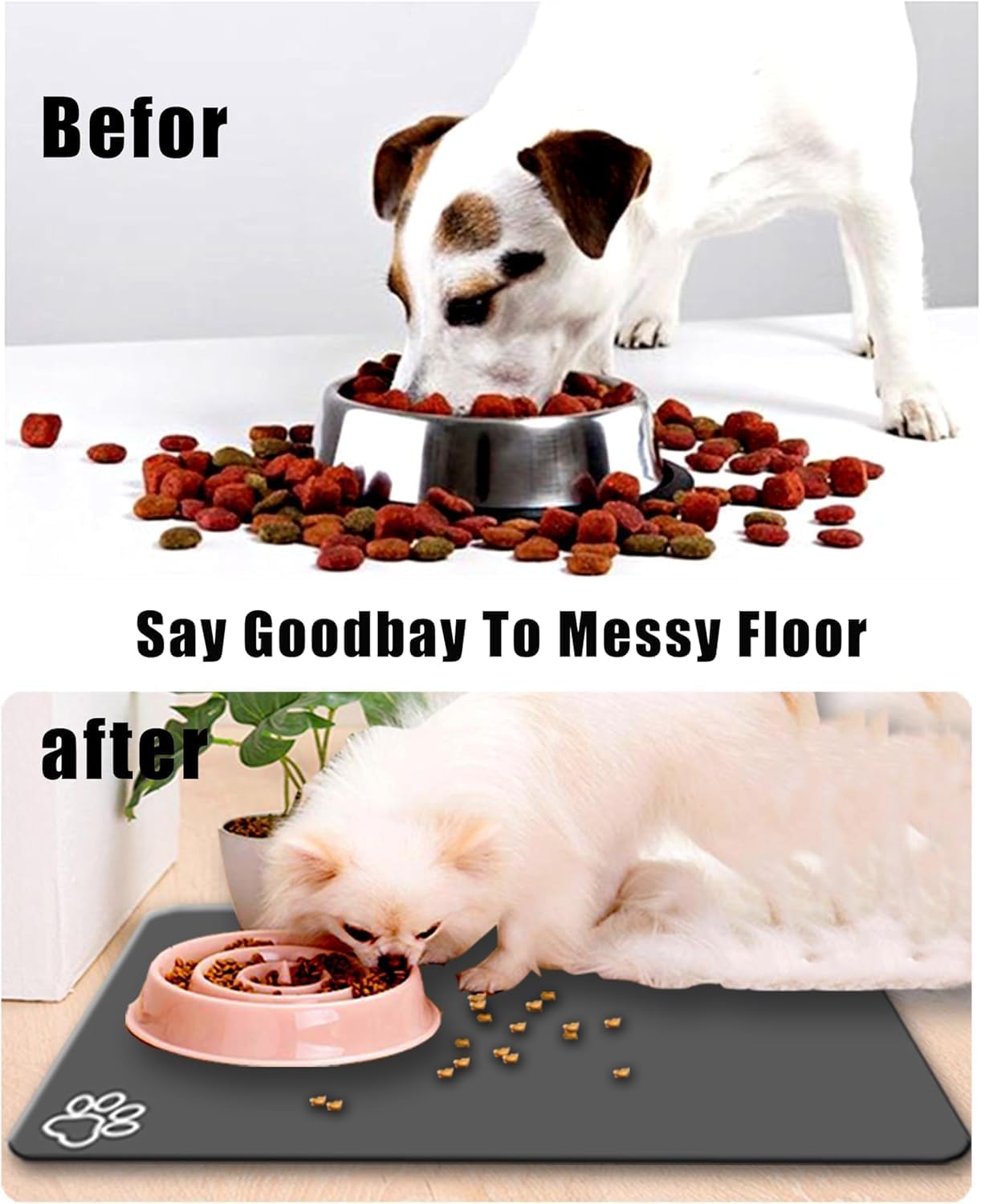 Large Pet Feeding Mat,Super Absorbent Pet Mat,Quick Dry Cat & Dog Water Dispenser Mat,No Stains Non Skid Pet Food Mat for Food and Water Bowl,Easy to Clean Pet Placemats (Dark Brown, 36'' x 24'')