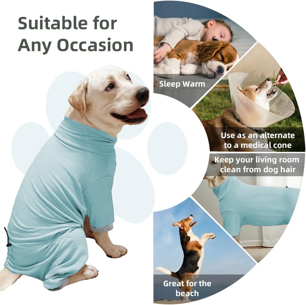 Dog Pyjamas PJS Sweater Clothes and Home Clothing Suitable for Medium to Large Breeds of Dogs, Dog Neutering Suits, Extra-Large Stretch Fabric, Four-Legged Clothes(Thin Blue, 2XL)