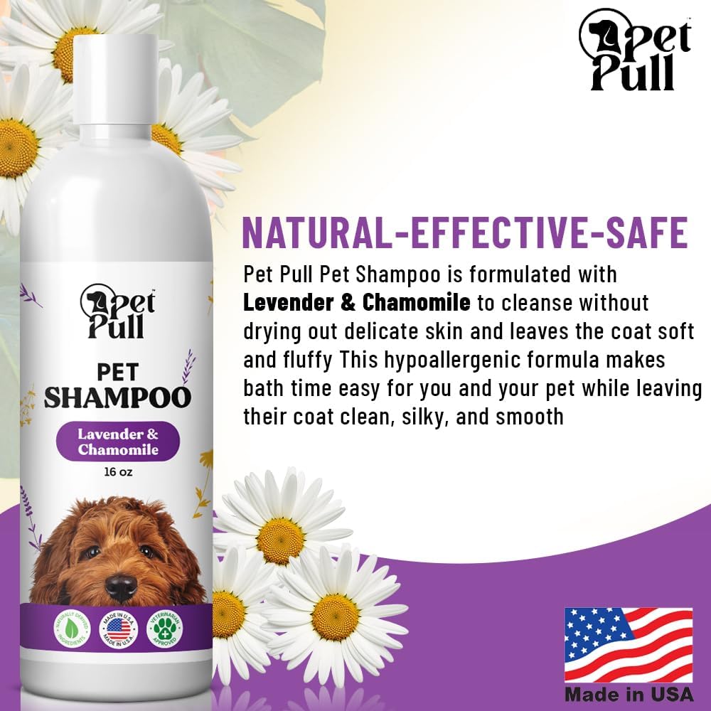 Pet Shampoo for Dogs - Plant-Based Dog Shampoo Cleanser - Dog Wash Pet Supplies for Pets with Lavender and Chamomile Scent - Safe and Gentle Sensitive Skin Dog Shampoo - Made in The USA 16oz
