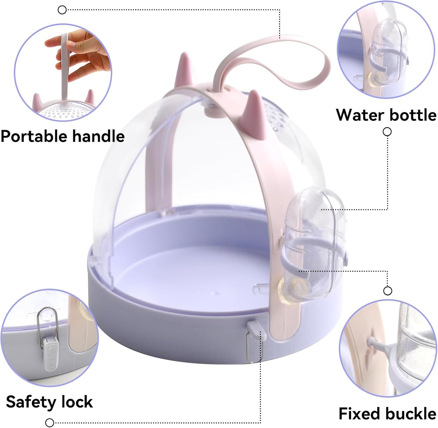 Portable Hamster Cage with Water Bottle,Hamster Carrier Cage High Permeability Travel Carry Cage Case for Gerbils Mice Guinea Pigs Sugar Glider Small Pet(Purple)