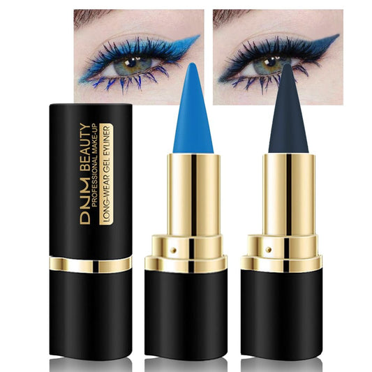 evpct 2Pcs Light Dark Blue Gel Eyeliner Pencils Eye Black Face Paint Stick Lipstick Halloween Makeup Set Waterproof Smudge Proof Eyeliner Pen Crayon Smokey Eye delineador de ojos contra el agua