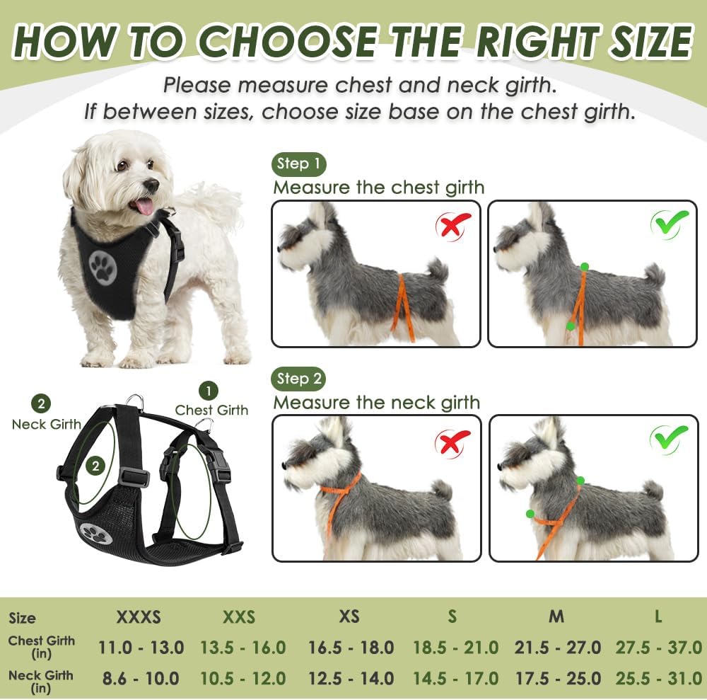 SlowTon Dog Seat Belt Harness for Car, Dog Car Harness Adjustable Mesh Breathable & Dog Seatbelt Safety Tether with Elastic Bungee for Small Medium Large Pets(Black, Double Clip, XS)