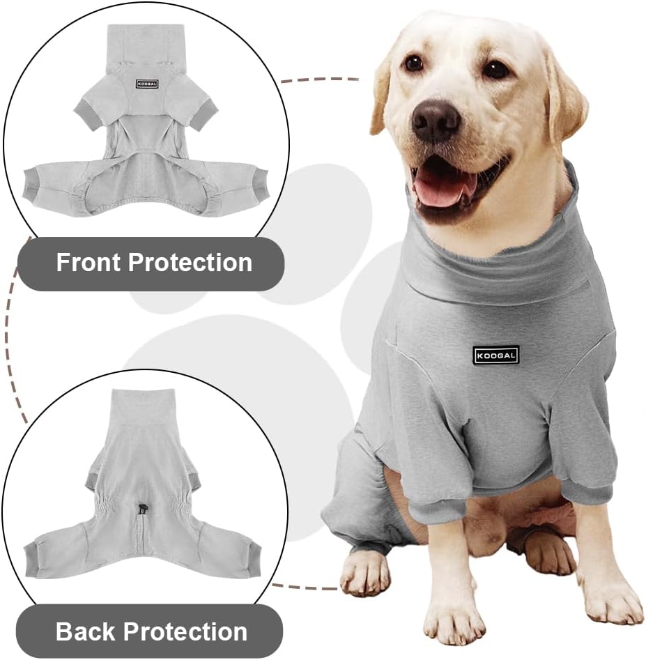 Dog Pyjamas PJS Sweater Clothes and Home Clothing Suitable for Medium to Large Breeds of Dogs, Dog Neutering Suits, Extra-Large Stretch Fabric, Four-Legged Clothes (Thin Gray, 3XL)