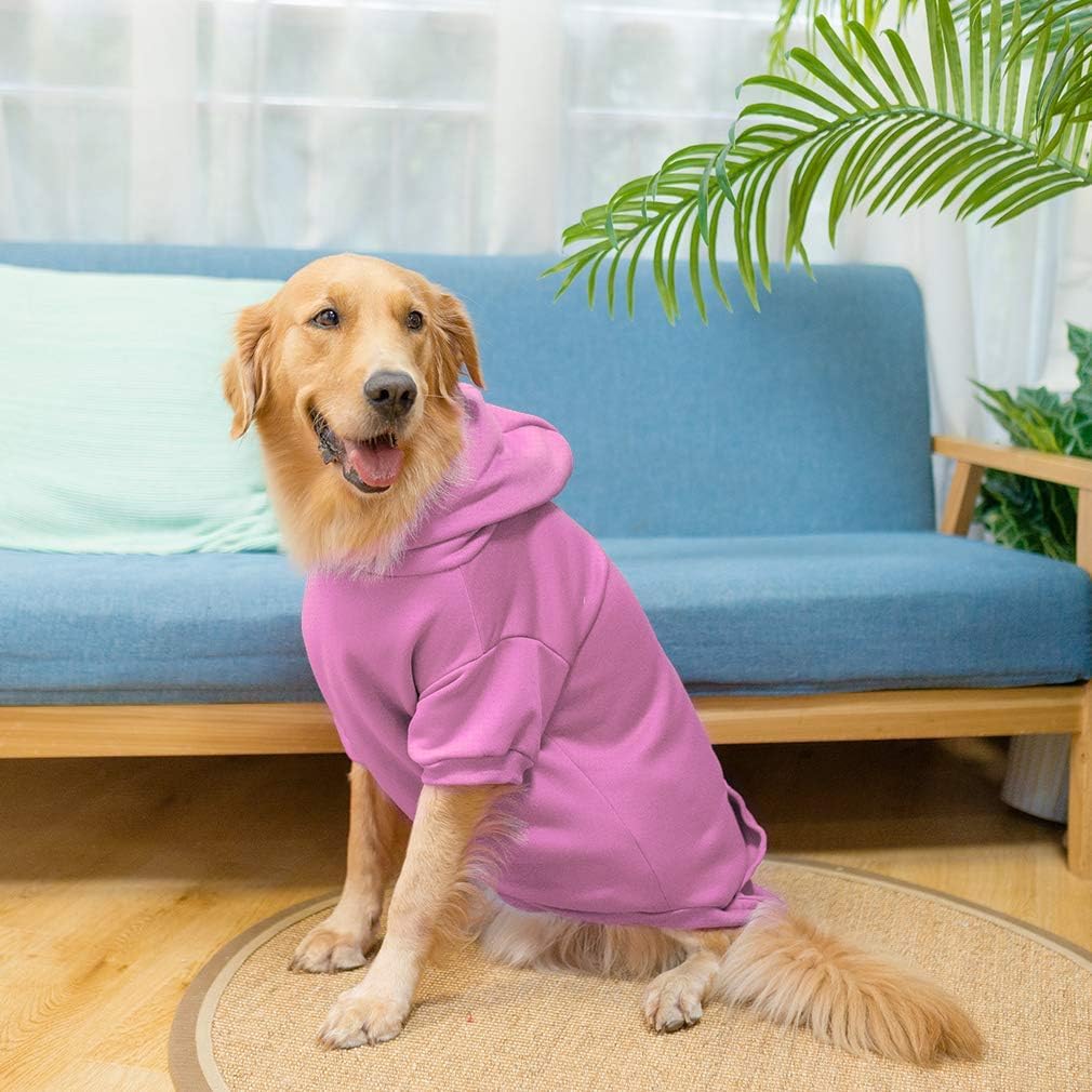 KOOLTAIL Basic Dog Hoodie - Soft and Warm Dog Hoodie Sweater with Leash Hole and Pocket, Dog Winter Coat, Cold Weather Clothes Sweatshirt for Small Medium Large Dogs Puppy Cat Boys Girls Pink XL/XXL