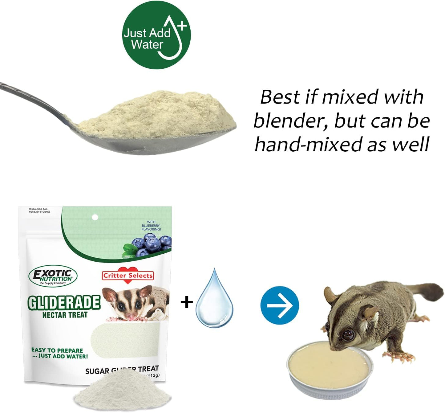 Exotic Nutrition Gliderade Nectar (8 oz.) - Vitamin-Enriched Healthy Nectar Supplement - Powdered Mix - Provides Necessary Carbohydrates for Sugar Gliders