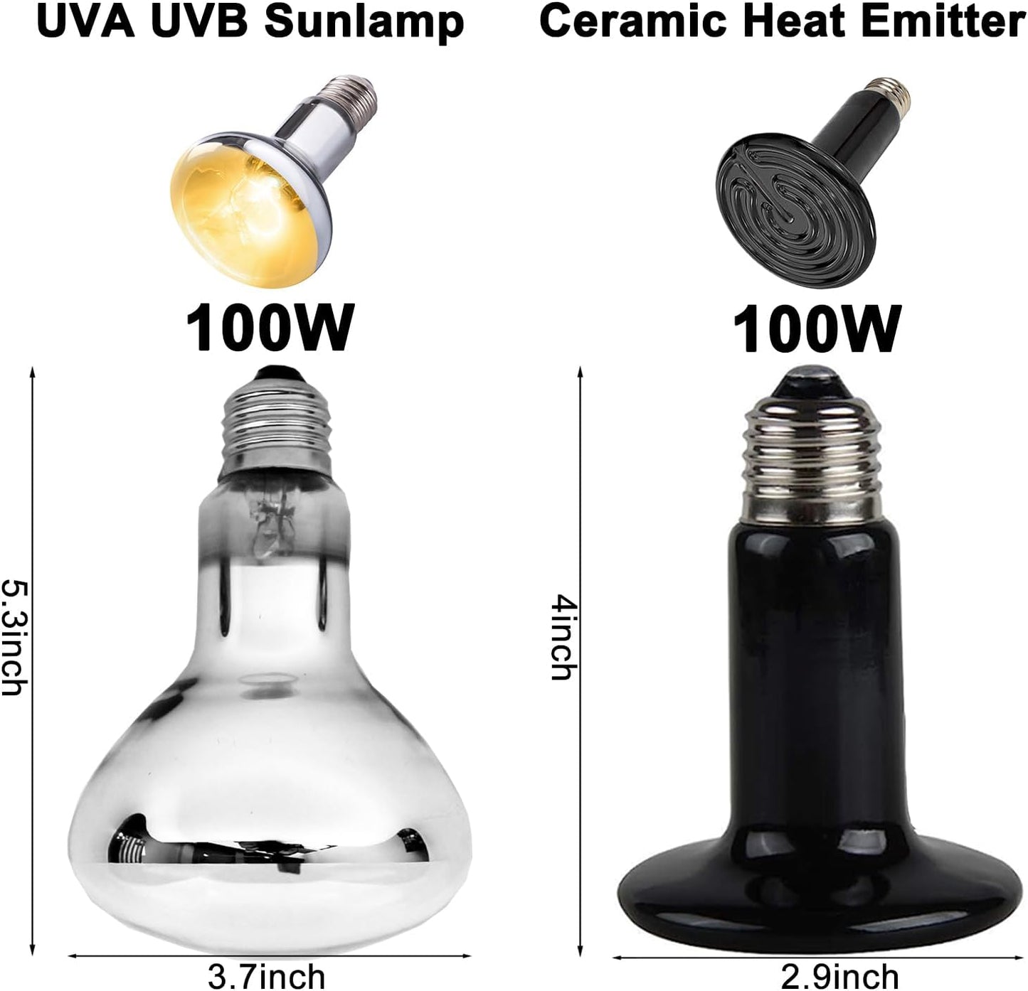DXOPHIEX 15 inch Dual Reptile Light Fixture, Max 150W Dual Reptile Heat Lamp Fixture with 100W UVA UVB Sun Light & Ceramic Heat Emitter,Double Dome Lamp for Terrarium and Tortoise Habitat