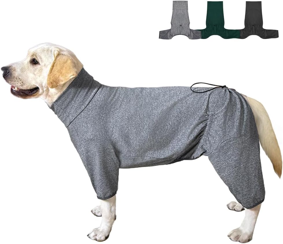Dog Pyjamas PJS Sweater Clothes and Home Clothing Suitable for Small to Medium Breeds of Dogs, Dog Neutering Suits, Extra-Large Stretch Fabric, Four-Legged Clothes(Thin Forid Gray, L)