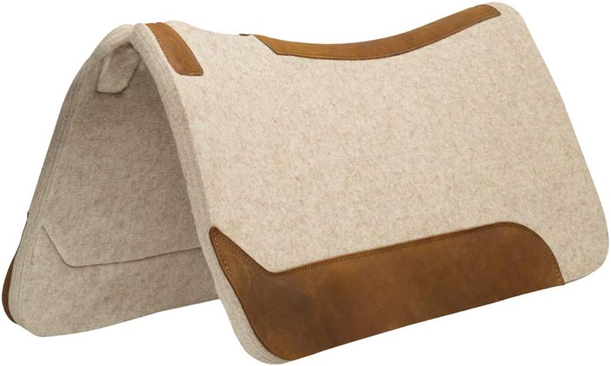 Weaver Equine 33" x 32" Contoured Wool Blend Felt Horse Saddle Pad, Shock Absorbing Western Saddle Pad for Protection, Durable Equine Supplies, ‎Tan