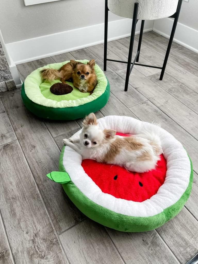 TONBO Soft Plush Small Cute and Cozy Avocado Dog Cat Bed, Washer and Dryer Friendly (Avocado)