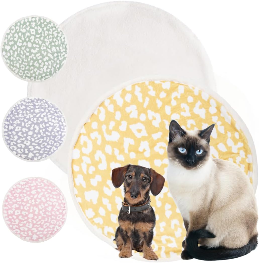 Cat Blanket for Indoor Cats – 29" Soft Sherpa Fleece Pet Throw, Washable Reversible Dog Blanket for Small Dogs, Cats, Kittens, Couch Bed Sofa Car Protector – Yellow