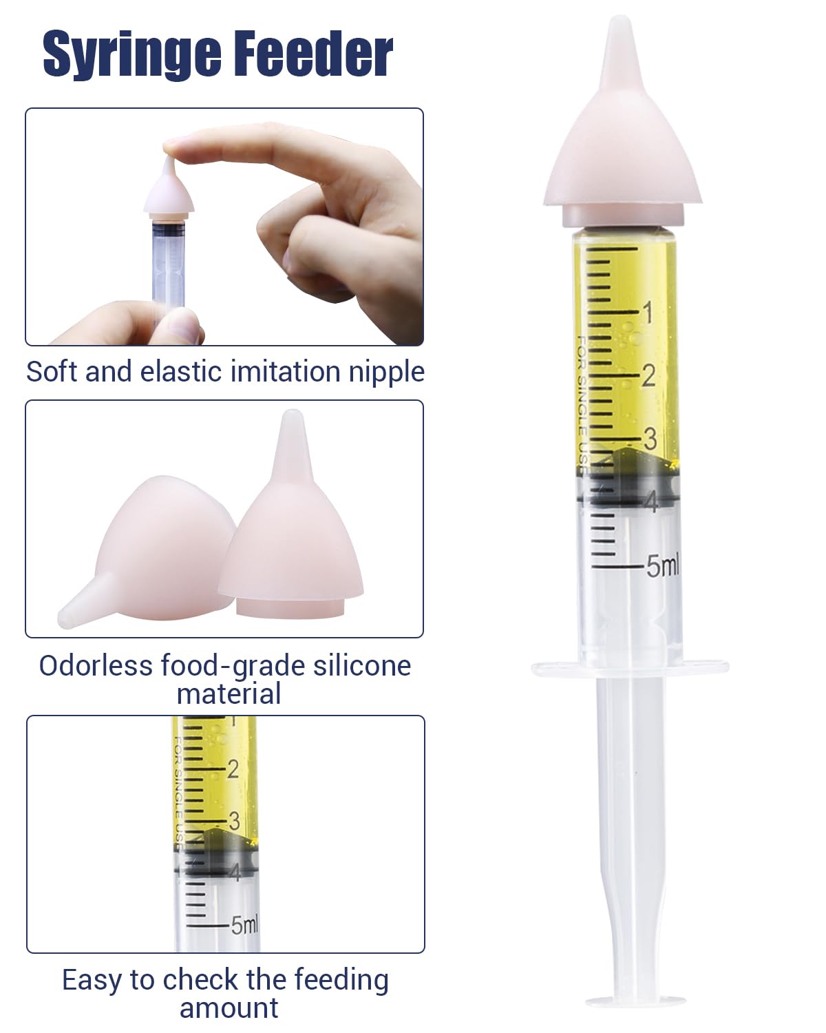 Pet Nursing Bottle, Nursing Bottle Kits, Kitten Bottle Feeding Kit, Fit for Feeding Newborn Puppies, Kitten, Squirrel, with 6 Replacement Nipple for Nursing Puppy Milk