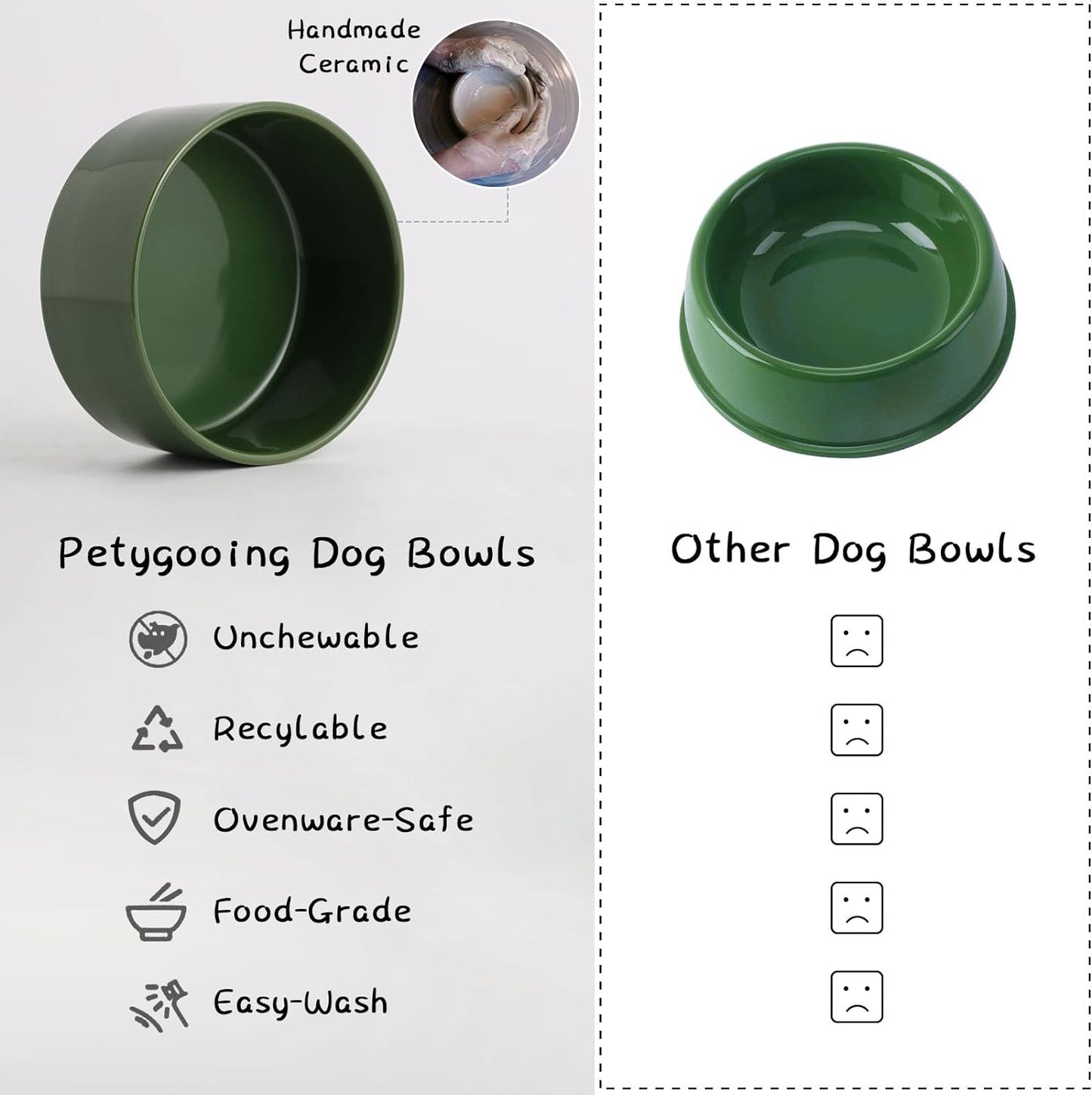 Petygooing Rust Green Elevated/Raised Ceramic Dog Bowl for Small Breeds, Dog Food Water Dish with Stand,Pet Feeding Bowl with Anti Slip Rubber for Cats and Small Dogs Puppy 13.5 OZ (5.1In / 1.7 Cups)