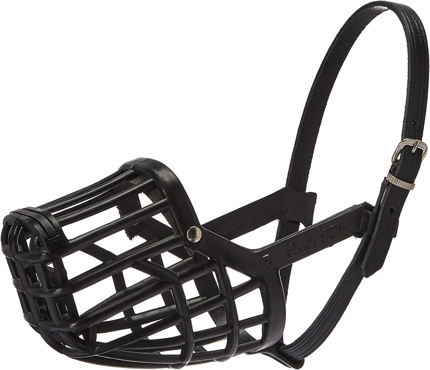 Leather Brothers Italian Basket Dog Muzzle, Adjustable Secure Fit, Comfortable Design, Training and Safety, Averts Biting, Prevents Chewing and Scavenging, Perfect for Grooming - Black, Size 7