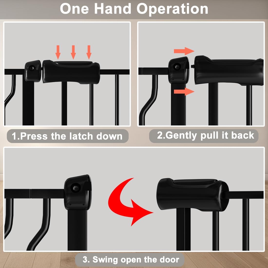 Fairy Baby Extra Wide Baby Gate 48-53 Inch Wide, Walk Through Pressure Mounted No Drill, Long and Large Tension Gate for Pet and Kids, Black