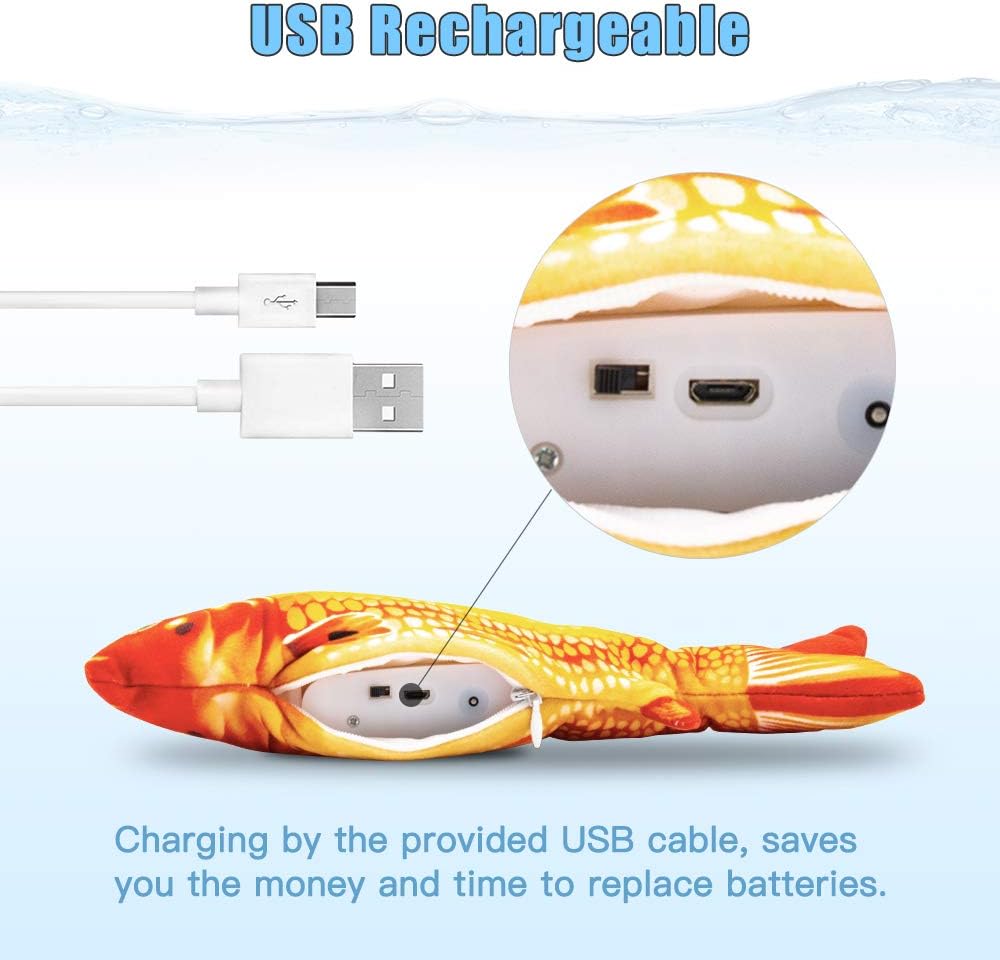 TOOGE 2 Pack 9" Floppy Fish Cat Toys with SilverVine and Catnip for Indoor Cats for Small Dogs Interactive Automatic Flopping Fish Cat Kicker Toys for Cats Puppy Small Dog