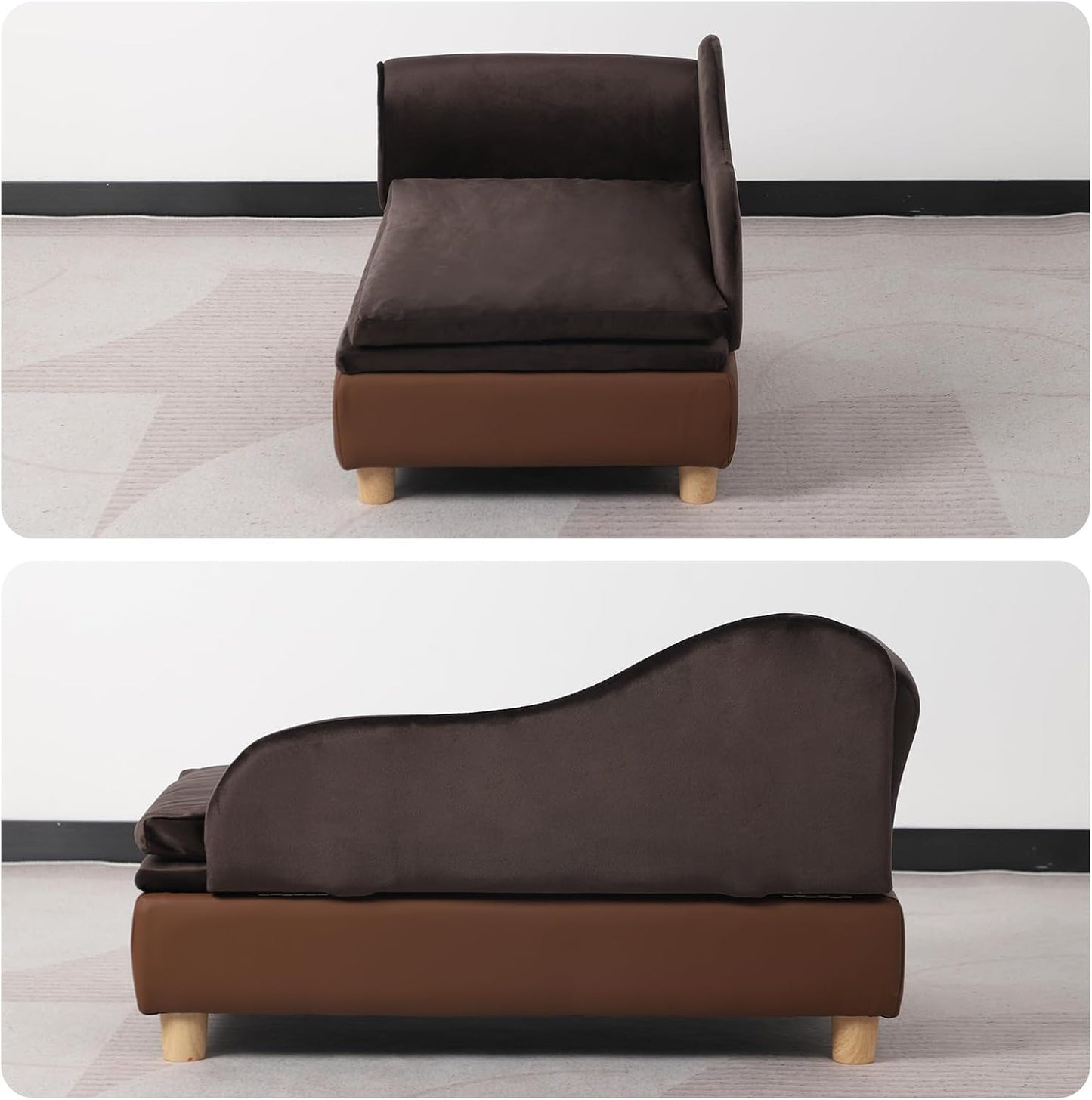 Pet Bed Sofa, Puppy Bed with Storage, Small Dog Couch with Removable & Washable Cushion, Comfy Pet Couch Bed for Cats & Puppy (Brown)