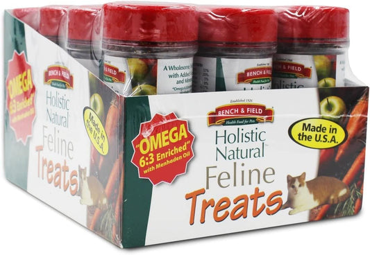 Bench & Field Holistic Natural Healthy Kitty Cat Treats | Crunchy Fish-Shaped Bites | Delicious Seafood Flavored Snack, 3-Ounce (Pack of 12 Bottles)