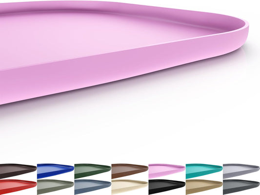 Silicone Pet Feeding Mat with Raised Edge for Food and Water, Dog Bowl Mats, Cat Bowls Placemat with High Lip for Floor Waterproof, Rubber Tray for Cats and Dogs 22 x 14 x0.8 Pink