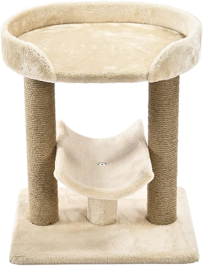 Amazon Basics Multi- Platform Cat Tree with Scratching Post for Indoor Cats up to 25lbs, 18 x 14 x 22 Inches, Beige