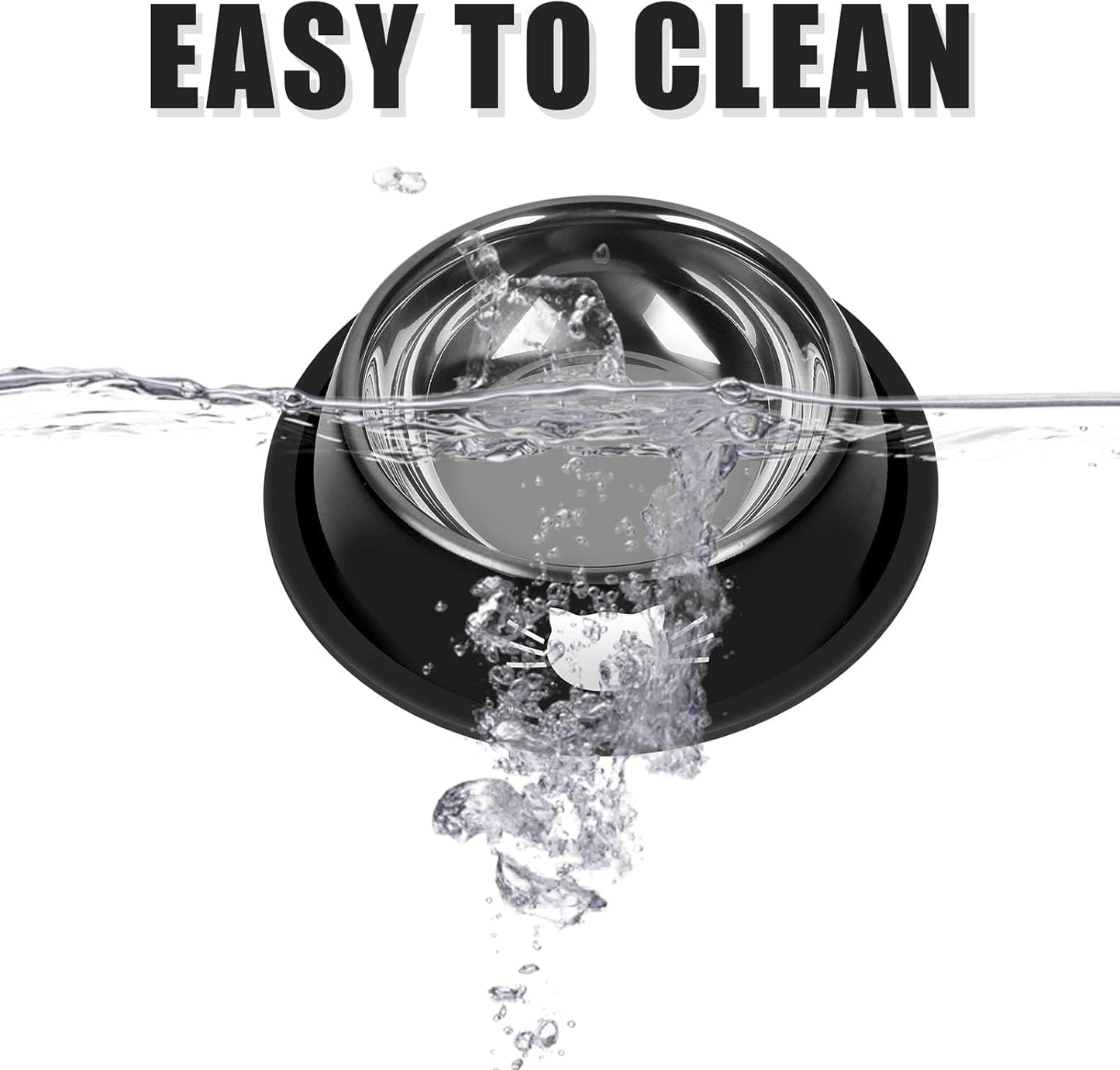 2Pcs Cat Bowls Non-Slip Stainless Steel Small Cat Food Bowls Unbreakable Thicken Cat Feeder 7 Oz Cat Dishes Suitable for Indoor Small Pets Removable Rubber Base Easily Clean Lovely Color