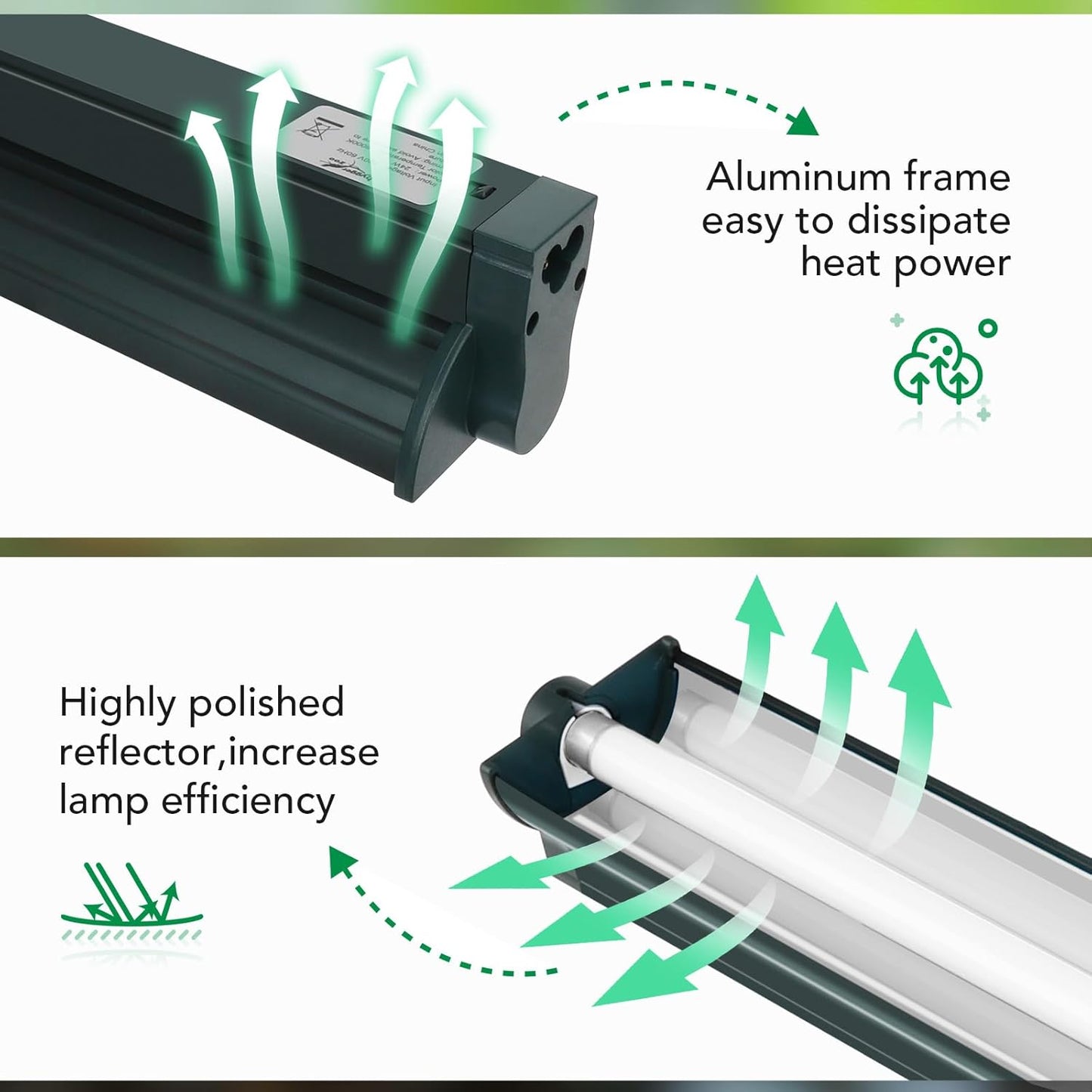 T5 Reptile Light Fixture Green Combo Kit 39W Light Fixture Reptile Terrarium Hood 10.0 UVB Light Bulb Fluorescent Tube Ideal for Tropical and Deserts Such as Bearded Dragon Lizards and Tortoises