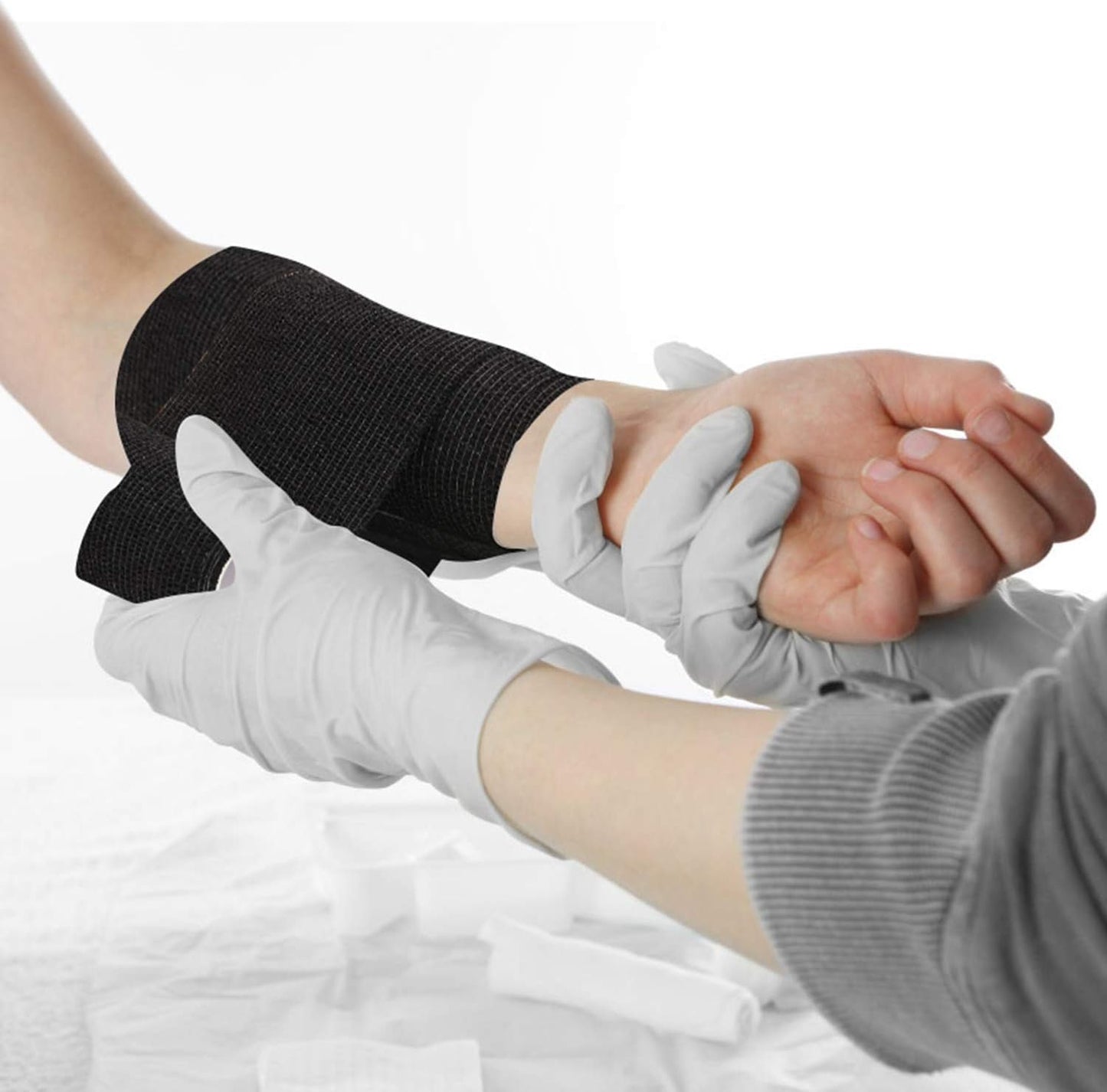 TOBWOLF 12PCS Self Adherent Bandage, 4" x5yd / 10cmx4.5m Cohesive Elastic Bandage Wrap, Breathable Sports Tape for Wrist Ankle Knee Leg Sprains Swelling - Black