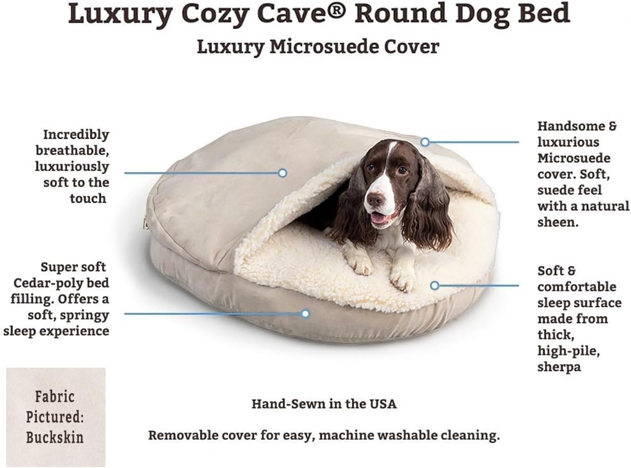 Snoozer Luxury Microsuede Cozy Cave Pet Bed, Small, Hot Fudge