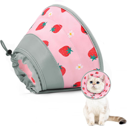 Cat Cone Collar Soft to Stop Licking, Adjustable, Foldable Lightweight Kitten Cones After Surgery Recovery for Cats & Kittens, Cat Cone Alternative (Pink, M)