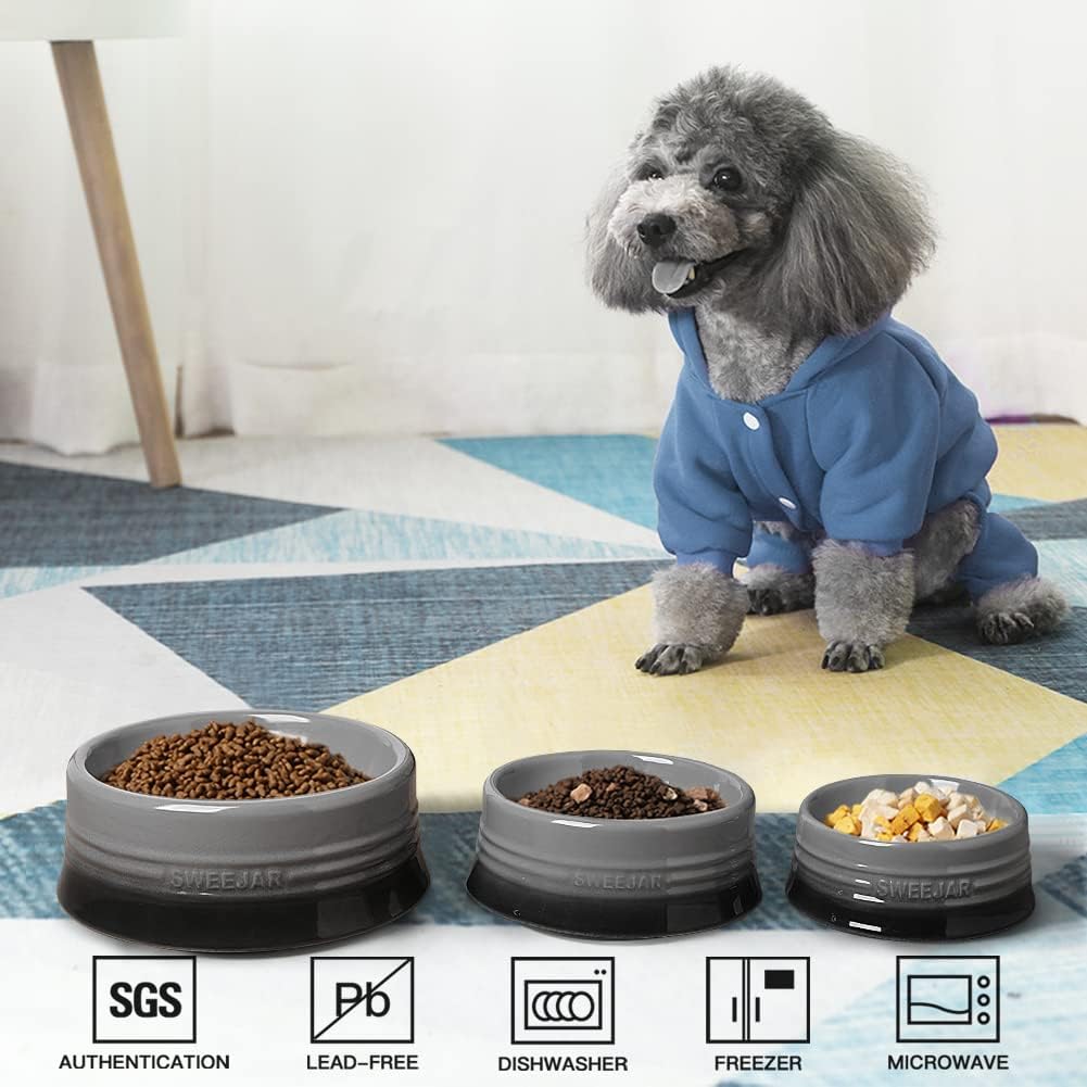 Sweejar Gradient Dog Bowl, Ceramic Dog Food Dish for Medium Dogs and Cat, Porcelain Pet Bowl for Food and Water 18 oz (Gradient Grey)